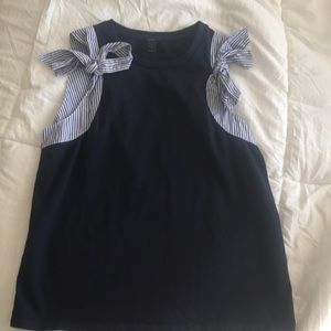 J.crew navy tank top with seersucker bows